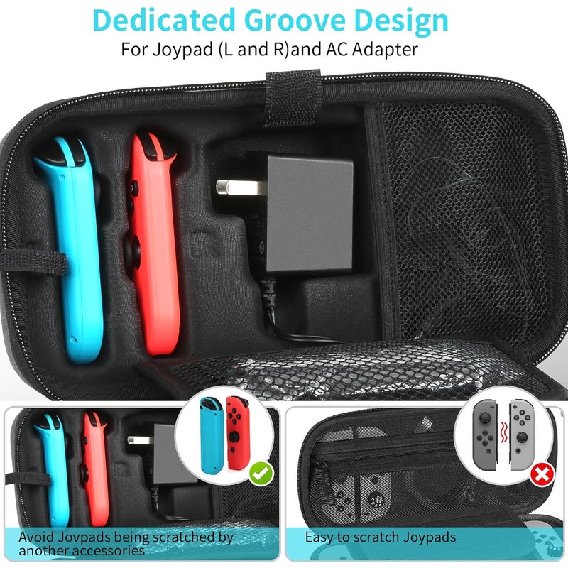 BLK8IGHT OLED Case for Nintendo Switch - Hard Shell Travel Case with 20 Games (Grey) - Image 2